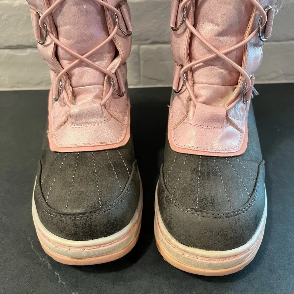 Justice sz 3Y pink lace-up tall insulated duck boots